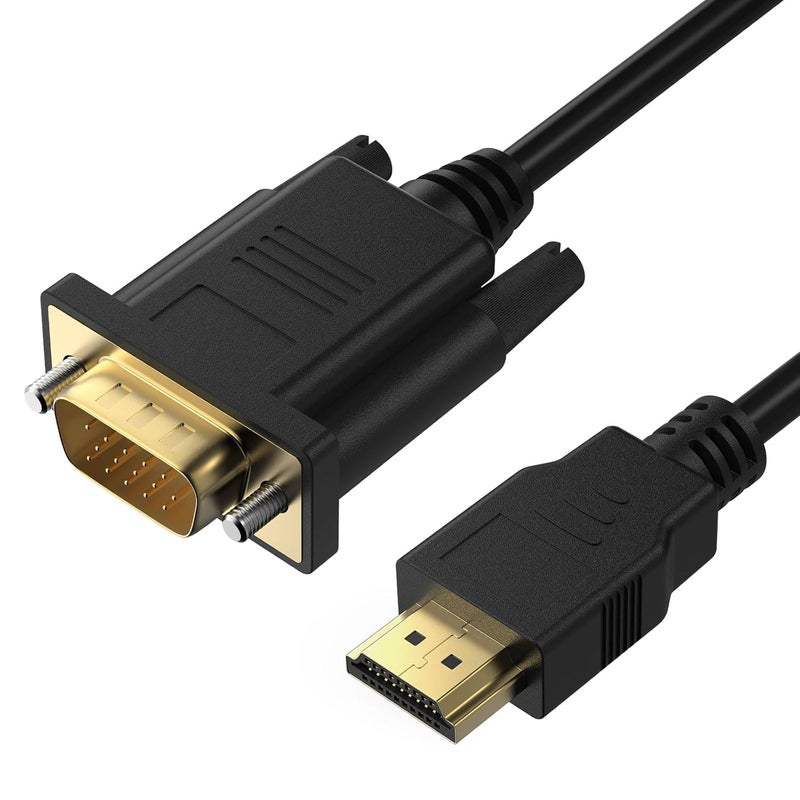 Vanjua HDMI to VGA Cable 6 Feet, Computer HDMI to VGA Monitor Cable 1080P@60Hz Video Cord (Male to Male) Compatible for Computer, Desktop, Laptop, PC, Monitor, Projector, HDTV and More, Uni-Directional - Image 1